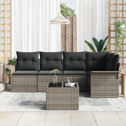 Havesofa Sæt med pude 6 pcs polyrattan