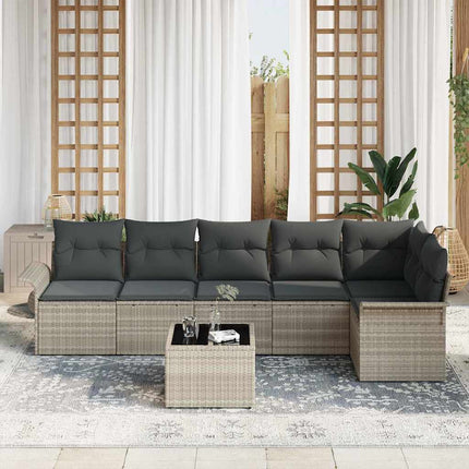 Havesofa Sæt 7 stk. Lysegrå polyrattan