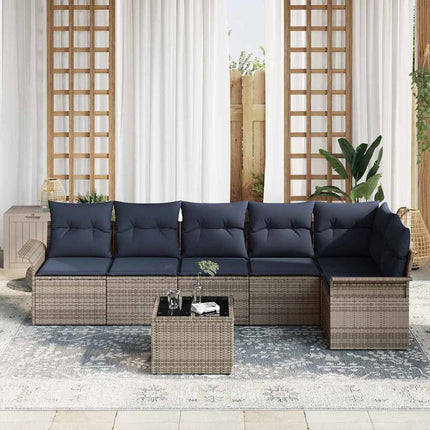Havesofa Sæt 7 stk. Grå polyrattan