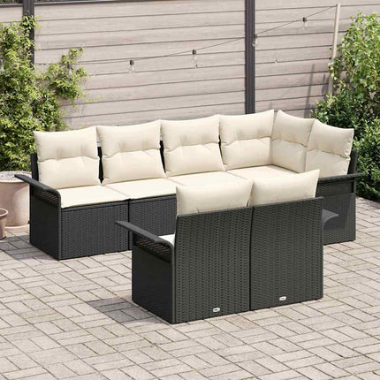 Havesofa Sæt 7 stk. Sort polyrattan