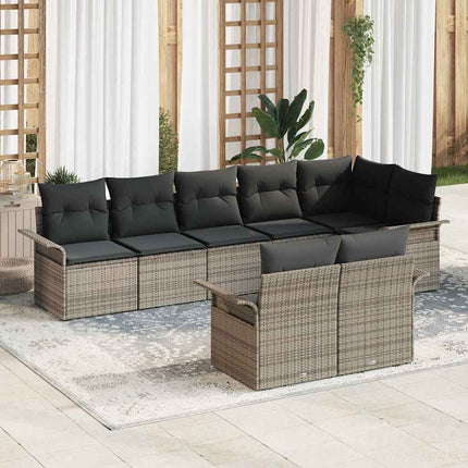 Havesofa Sæt med pude 8 pcs Grå polyrattan