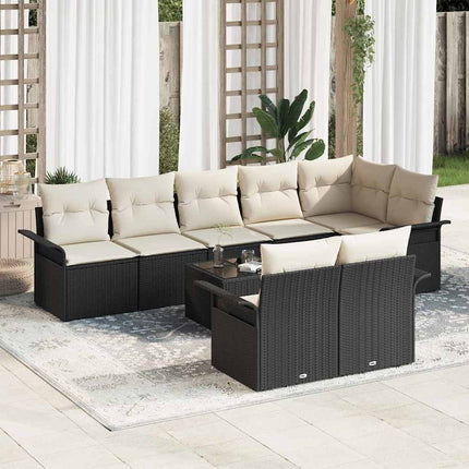 Havesofa Sæt 9 stk. Sort polyrattan