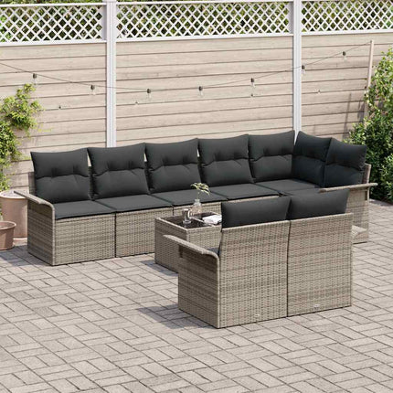 Havesofa Sæt 9 stk. Grå polyrattan
