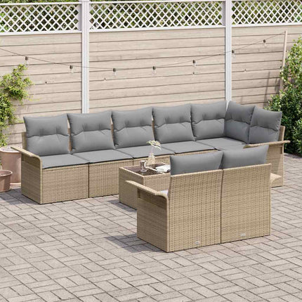 Havesofa Sæt 9 stk. Beige polyrattan