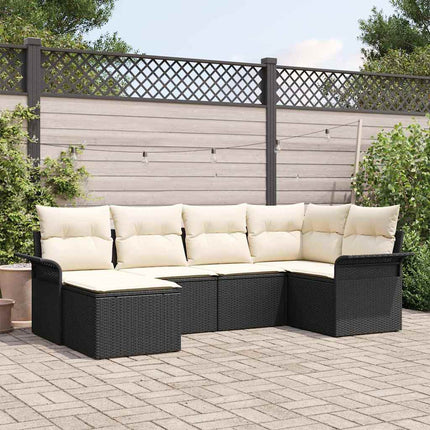 Havesofa Sæt 6 stk. Sort polyrattan
