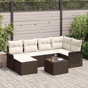 Havesofa Sæt med pude 7 pcs Brun Poly rattan