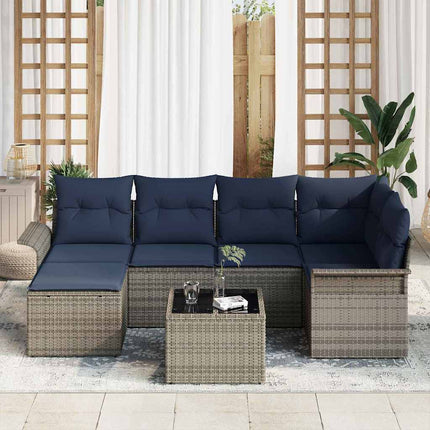 Havesofa Sæt med pude Grå polyrattan