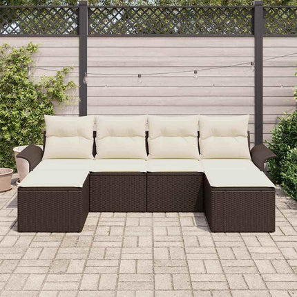 Havesofa Sæt 6 stk. Brun polyrattan