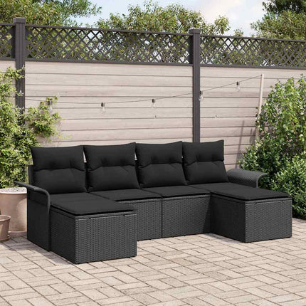 Havesofa Sæt 6 stk. Sort polyrattan