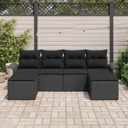 Havesofa Sæt 6 stk. Sort polyrattan