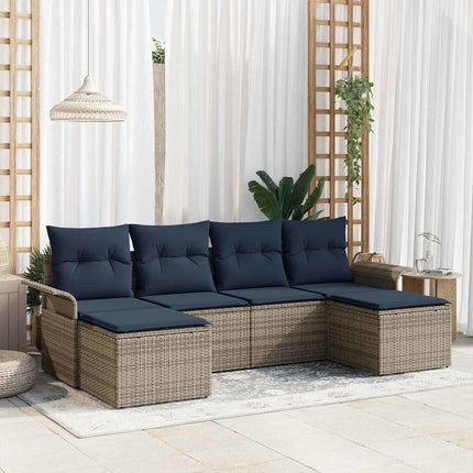 Havesofa Sæt 6 stk. Grå polyrattan