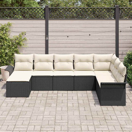 Havesofa Sæt 8 stk. Sort polyrattan