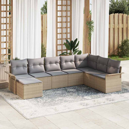 Havesofa Sæt med pude 8 pcs Beige polyrattan