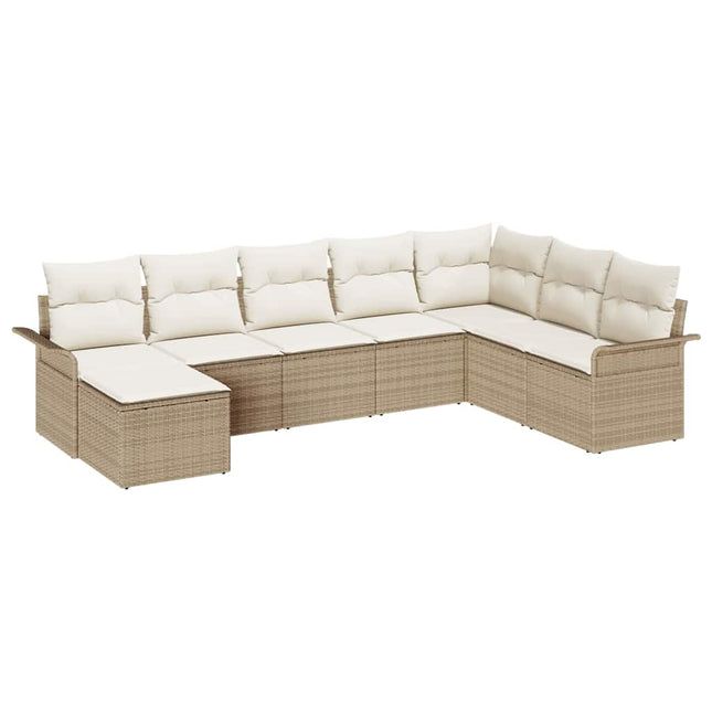 Havesofa Sæt med pude 8 pcs Beige polyrattan