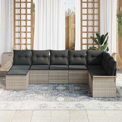Havesofa Sæt 8 stk. Lysegrå polyrattan