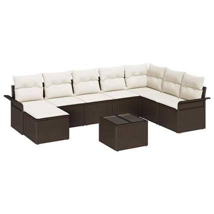 Havesofa Sæt 9 stk. Brun polyrattan