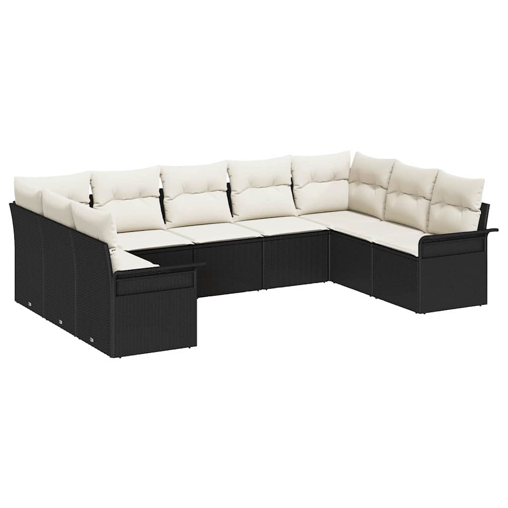 Havesofa Sæt med pude Sort polyrattan