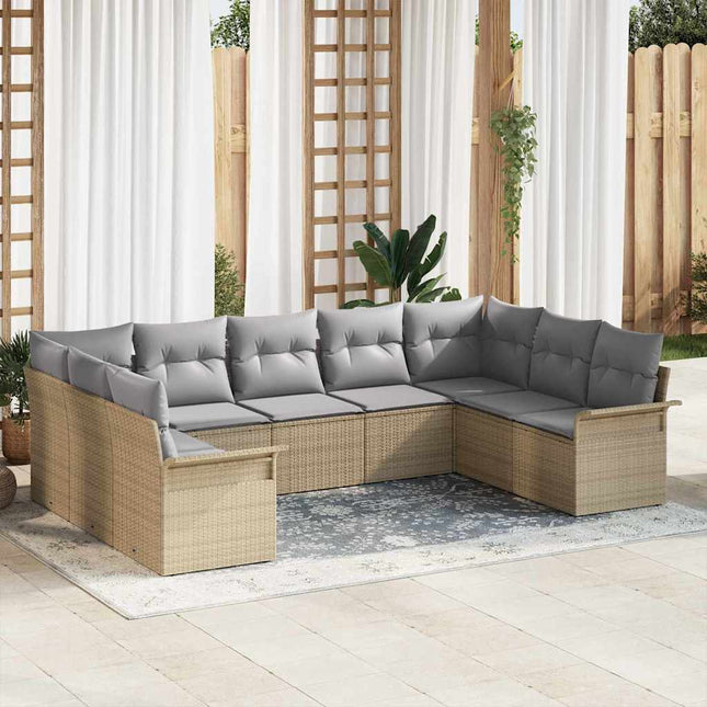Havesofa Sæt med pude Beige polyrattan