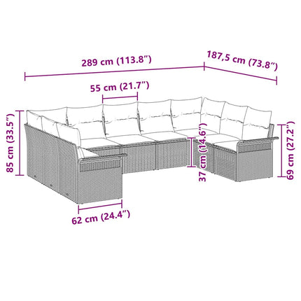 Havesofa Sæt med pude Beige polyrattan