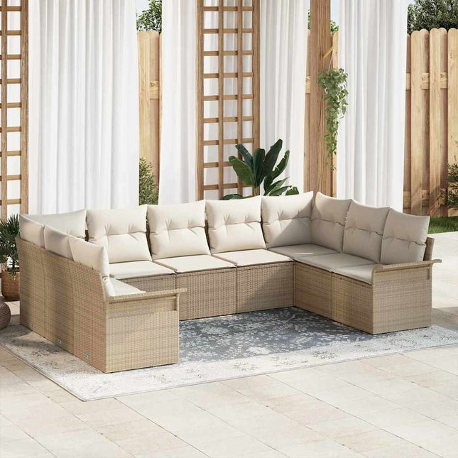 Havesofa Sæt med pude Beige polyrattan