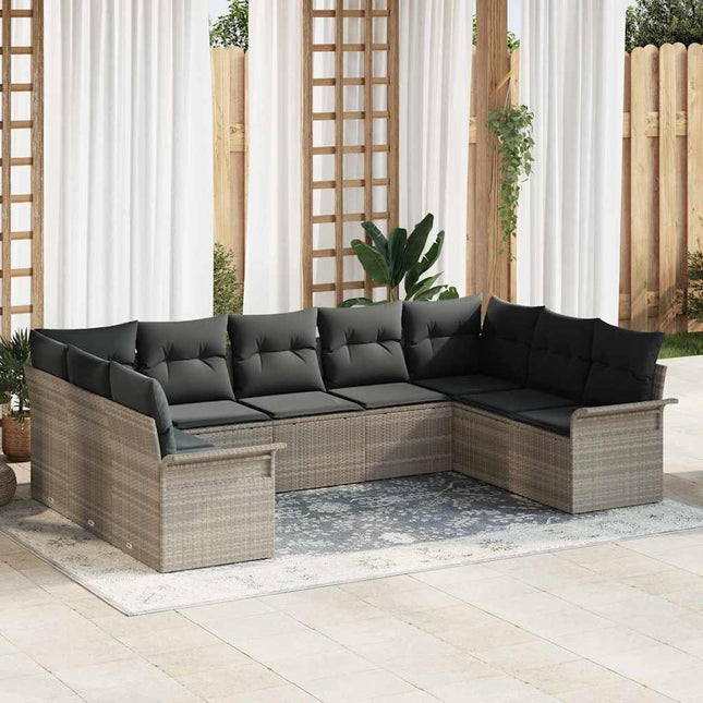 Havesofa Sæt med pude Lysegrå polyrattan