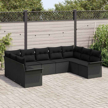 Havesofa Sæt med pude Sort polyrattan