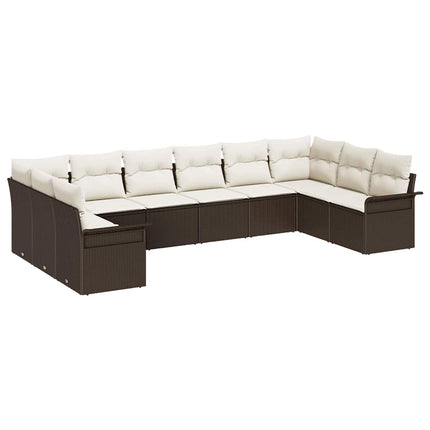 Havesofa Sæt 10 stk. Brun polyrattan