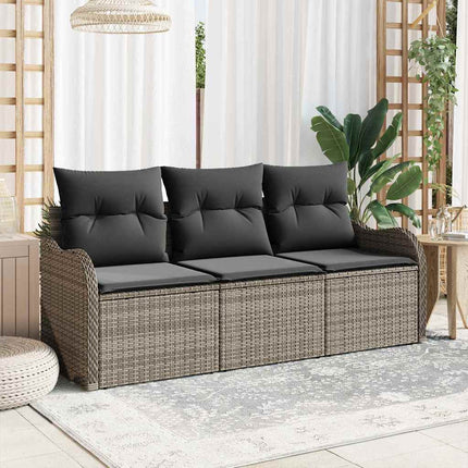 Havesofa Sæt med pude 3 pcs Grå polyrattan