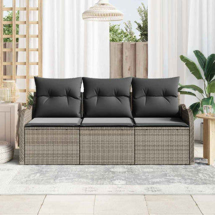 Havesofa Sæt med pude 3 pcs Grå polyrattan
