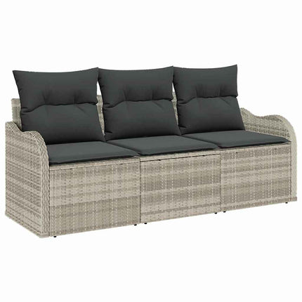 Havesofa Sæt med pude 3 pcs Lysegrå polyrattan