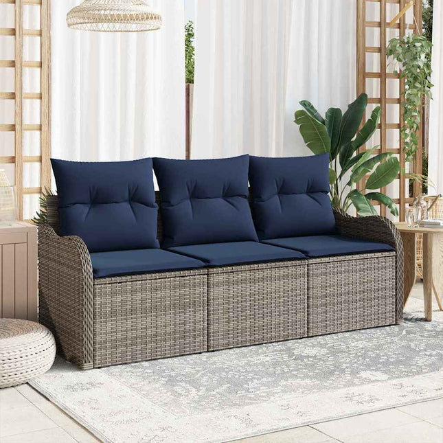Havesofa Sæt 3 stk. Grå polyrattan