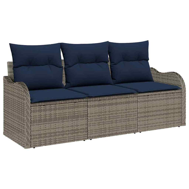 Havesofa Sæt 3 stk. Grå polyrattan