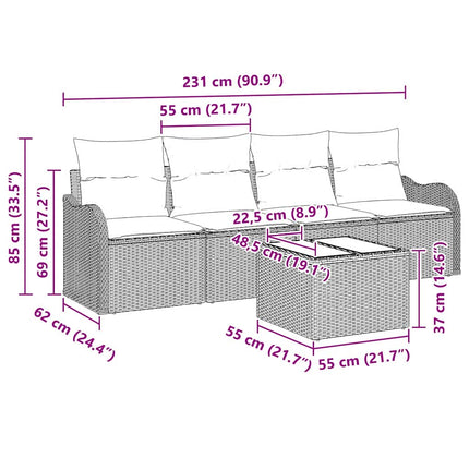 Havesofa Sæt Brun polyrattan