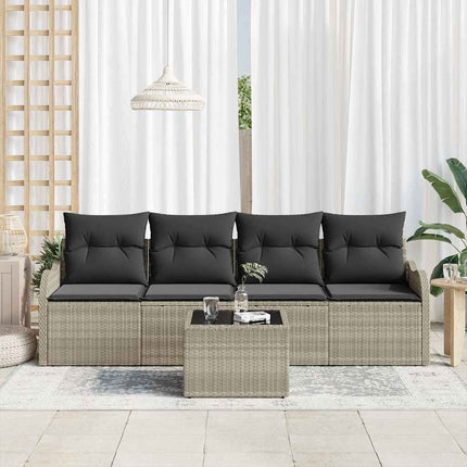 Havesofa Sæt Lysegrå polyrattan