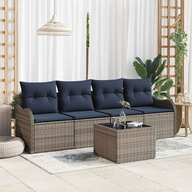 Havesofa Sæt 5 stk. Grå polyrattan