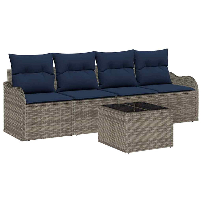 Havesofa Sæt 5 stk. Grå polyrattan