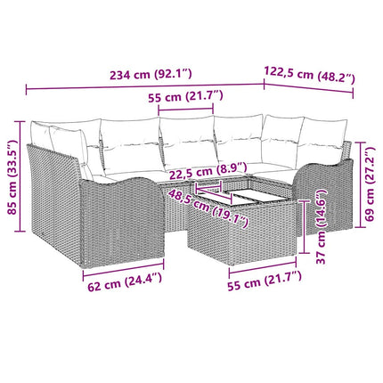 Havesofa Sæt Lysegrå 55 x 55 x 37 cm polyrattan