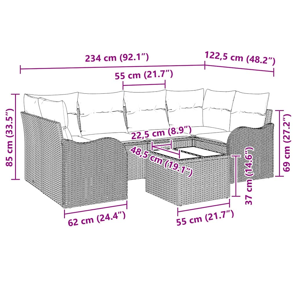Havesofa Sæt Sort 55 x 55 x 37 cm polyrattan
