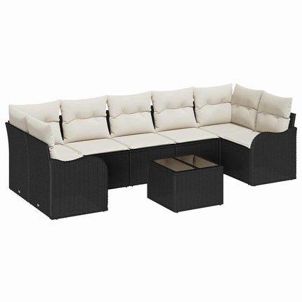 Havesofa Sæt 8 stk. 7-Antal sæder Sort polyrattan