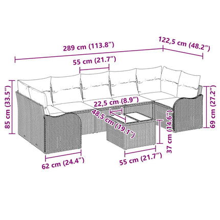 Havesofa Sæt 8 stk. 7-Antal sæder Sort polyrattan