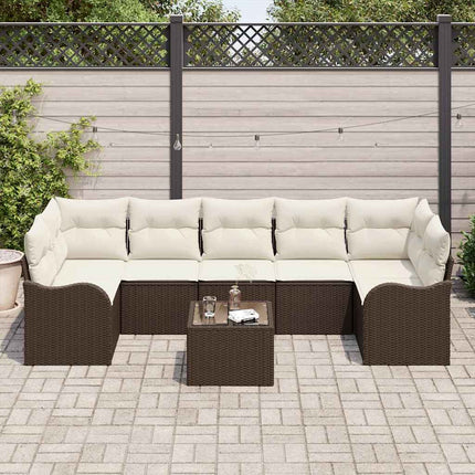Havesofa Sæt 8 stk. 7-Antal sæder Brun polyrattan