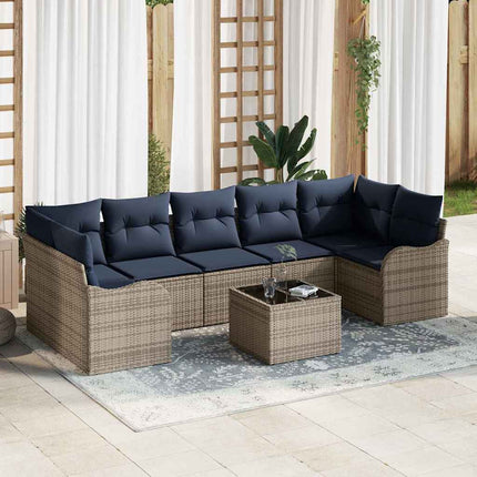Sofa Sæt 8 stk. 7-Antal sæder Grå polyrattan