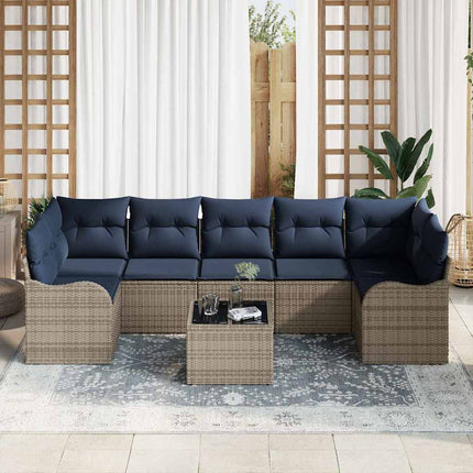 Sofa Sæt 8 stk. 7-Antal sæder Grå polyrattan