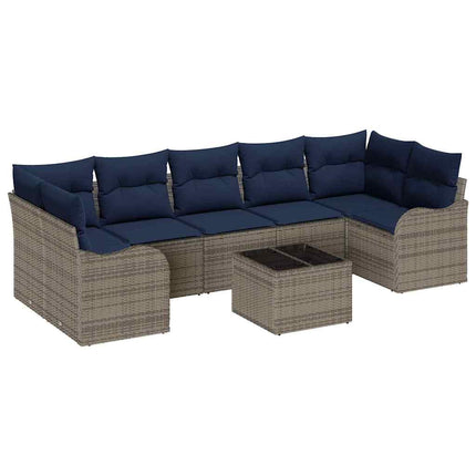 Sofa Sæt 8 stk. 7-Antal sæder Grå polyrattan