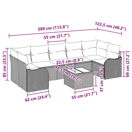 Sofa Sæt 8 stk. 7-Antal sæder Grå polyrattan