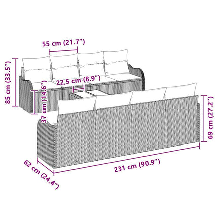 Havesofa Sæt Sort 55 x 55 x 37 cm polyrattan