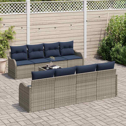 Sofa Sæt 9 stk. 8-Antal sæder Grå polyrattan