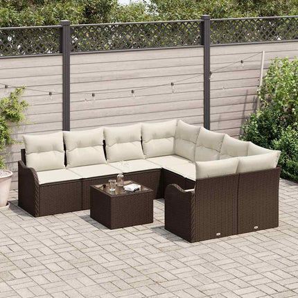 Havesofa Sæt 9 stk. 8-Antal sæder Brun polyrattan