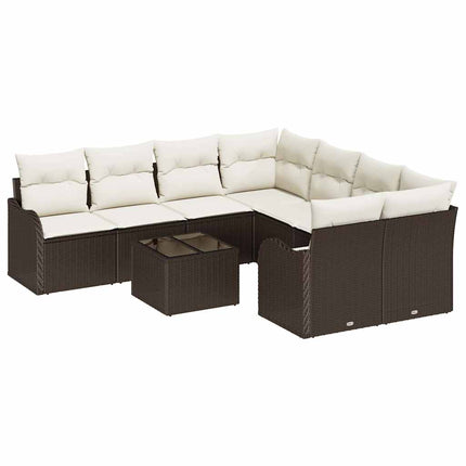 Havesofa Sæt 9 stk. 8-Antal sæder Brun polyrattan