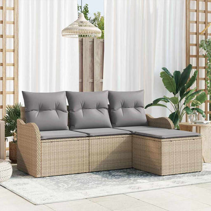 Havesofa Sæt 4 stk. Beige polyrattan